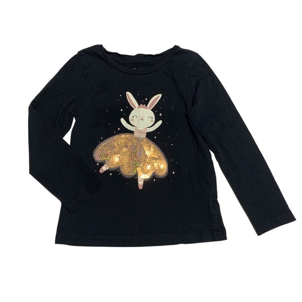 Black Long Sleeve Shirt with Bunny‎ Design